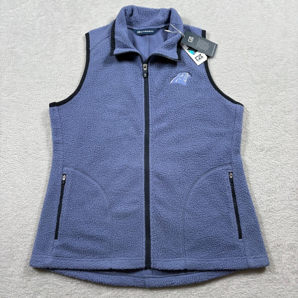 Cutter & Buck Cascade Epic NFL Carolina Panthers Football Vest Womens Large Blue - Picture 2 of 8